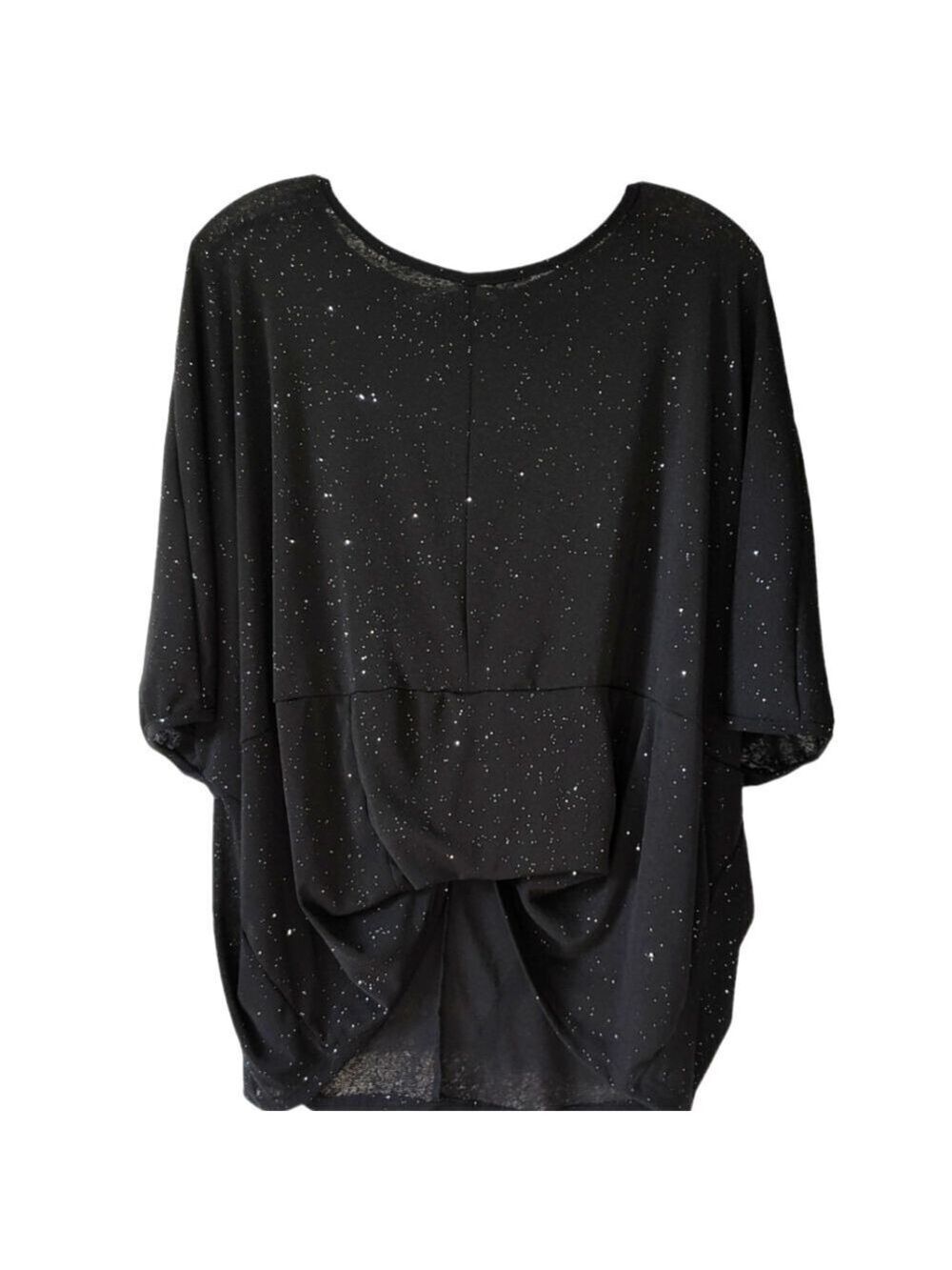 CHERI BLISS Sparkly Black Draped Blouse Size Large NWT